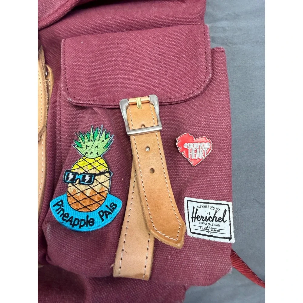 Herschel‎ Supply Co Select Series Burgundy Dawson Backpack Patches Leather Trim